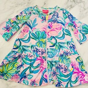 LILLY PULITZER GIRL’S COVERUP IN “MERMAID IN THE SHADE” PRINT, Size S (2/3)